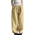thumbnail image 2 of Huanglei Girls Pants Casual Straight Leg Checkered Print Elastic Waist Comfortable Daily Wear For Kids Age 6 15 For School Outdoor Vacation Spring Summer Fall Outdoor Jogger Pants, 2 of 6