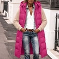 thumbnail image 4 of Cmfcve Womens Plus Size Puffer Vest Long Hooded Sleeveless Jacket Zip Snap Front Winter Casual Layering Outerwear, 4 of 9