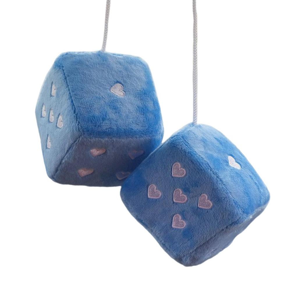 Tohuu Car Mirror Dice Fuzzy Plush Dice with HeartShaped Dots for Car