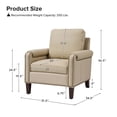 thumbnail image 3 of Tina's Home Mid-century Modern Genuine Leather Accent Armchair with Unique Arm Design, Nailhead Trim & Loose Cushion, Living Room / Bedroom Chair, Beige, Assembly Required, 3 of 8