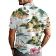 thumbnail image 4 of Hawaiian Mens Shirts Short Sleeve Ocean Wave Print Button Down Shirts Casual Stylish Beach Vacation Blouses, 4 of 7