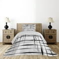 thumbnail image 3 of Ambesonne Black Quilted Coverlet 2 Pcs, Abstract Art Geometric, Twin Size, Black White, 3 of 4
