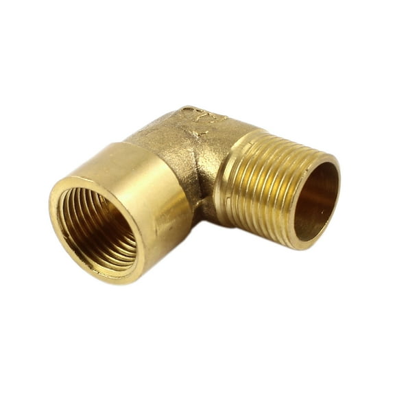 Unique Bargains Metal 3/8 PT Male to 3/8 PT Female Equal Pipe Elbow Fitting Adapter Brass Tone