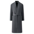 thumbnail image 1 of LNWUY Men's Solid Color V-Neck Pocket Weave Robe Quick Dry 3/4 Sleeve Pajamas Loungewear Bath Robe Home Lounge Pajama Robe Gray L, 1 of 2