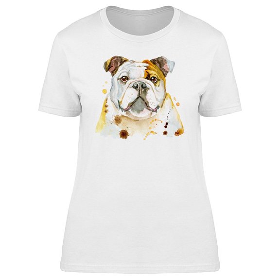 Cute Bull Dog Watercolor Tee Women's -Image by Shutterstock