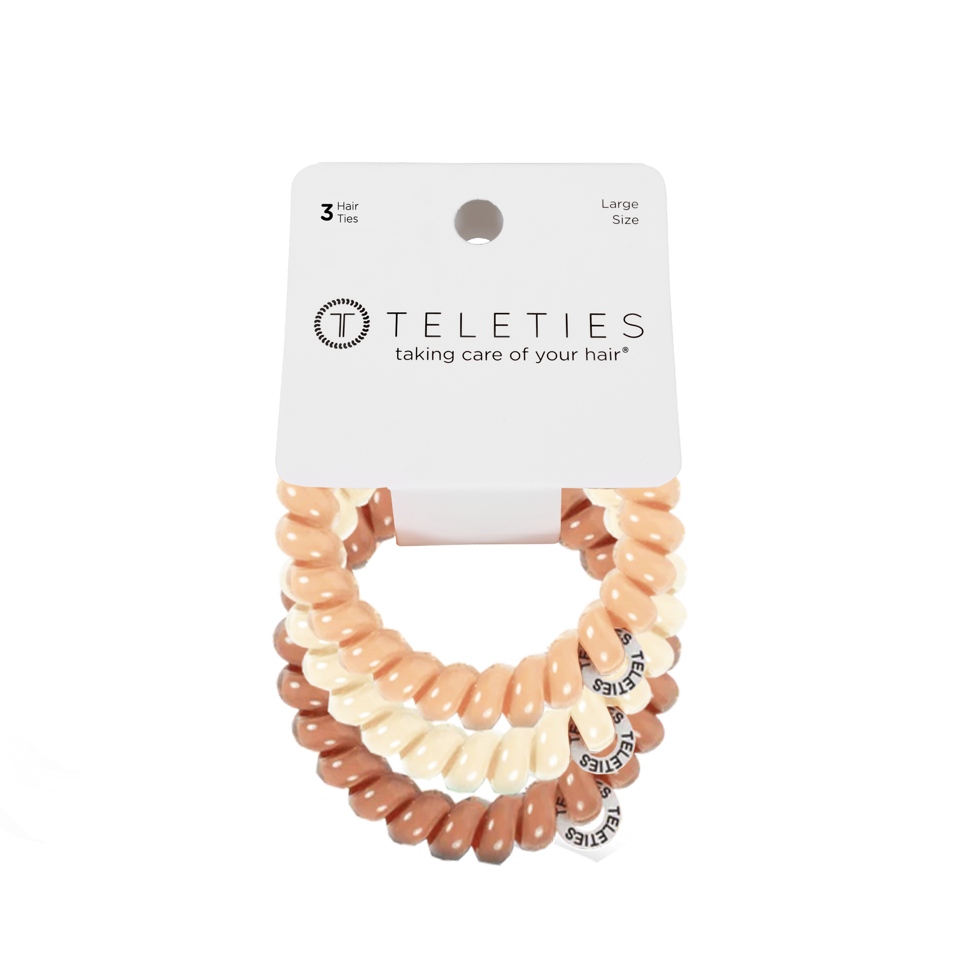 Teleties Spiral Hair Ties, For the Love of Nudes, Large, 3 ct