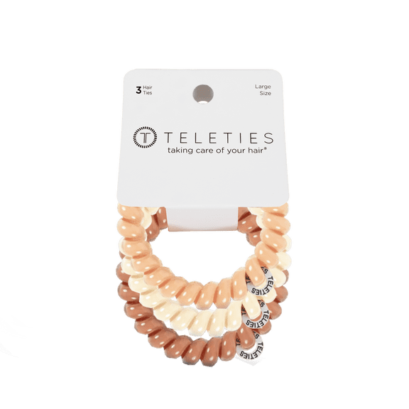 Teleties Spiral Hair Ties, For the Love of Nudes, Large, 3 ct