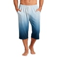 thumbnail image 2 of JoveMarine Men's Gradient Print Hawaiian Shorts with Drawstring, 7/8 Length Casual Shorts for Spring and Fall, Lightweight Beach Style Cyan M, 2 of 9