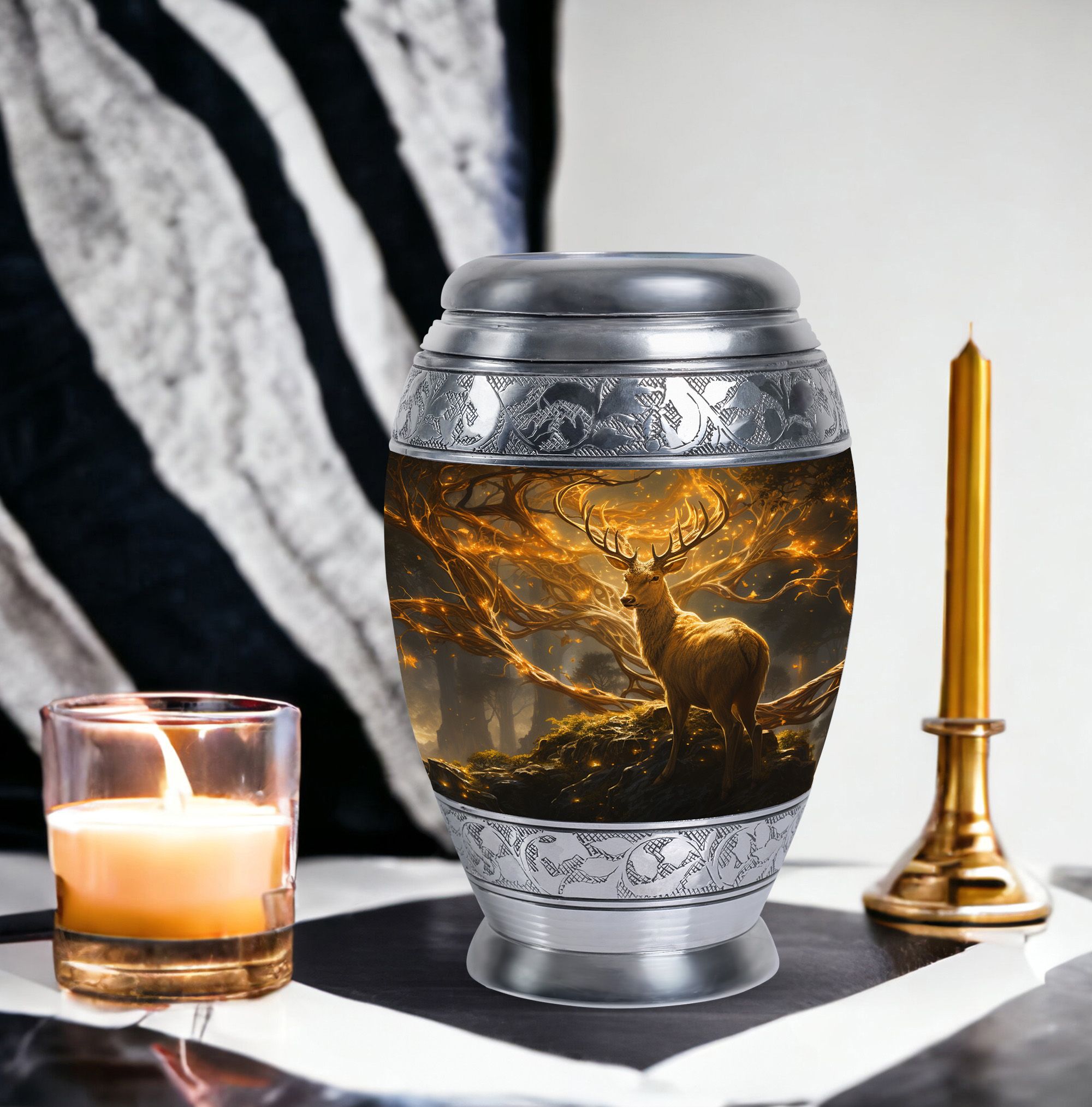 Funeral Handcrafted Brown Forest Urns For Human Ashes Men And Women - Large Memorial Urn For Human Ashes Adult Mom And Dad - Cremation Gift For Decorative - 10Inch And 200Lbs Include Velvet Bag