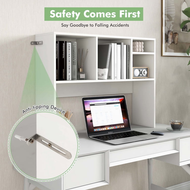 Costway Computer Desktop Bookcase Organizer, White photo 7