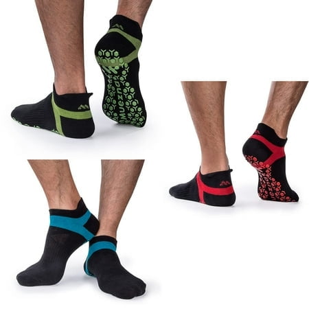 Muezna Mens Non-Slip Yoga Socks, Anti-Skid Pilates, Barre, Bikram Fitness Hospital Slipper Socks with grips