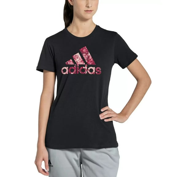 adidas Women's Cotton Graphic T-Shirt Black Size Medium