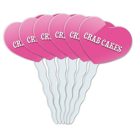 Crab Cakes Heart Love Cupcake Picks Toppers - Set of (Best Way To Prepare Crab Cakes)