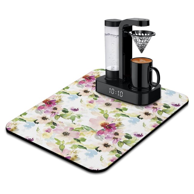 Summer Spring Floral Dish Drying Mats - Enhance Your Kitchen Decor - Large, Ultra Absorbent & Easy-to-Store