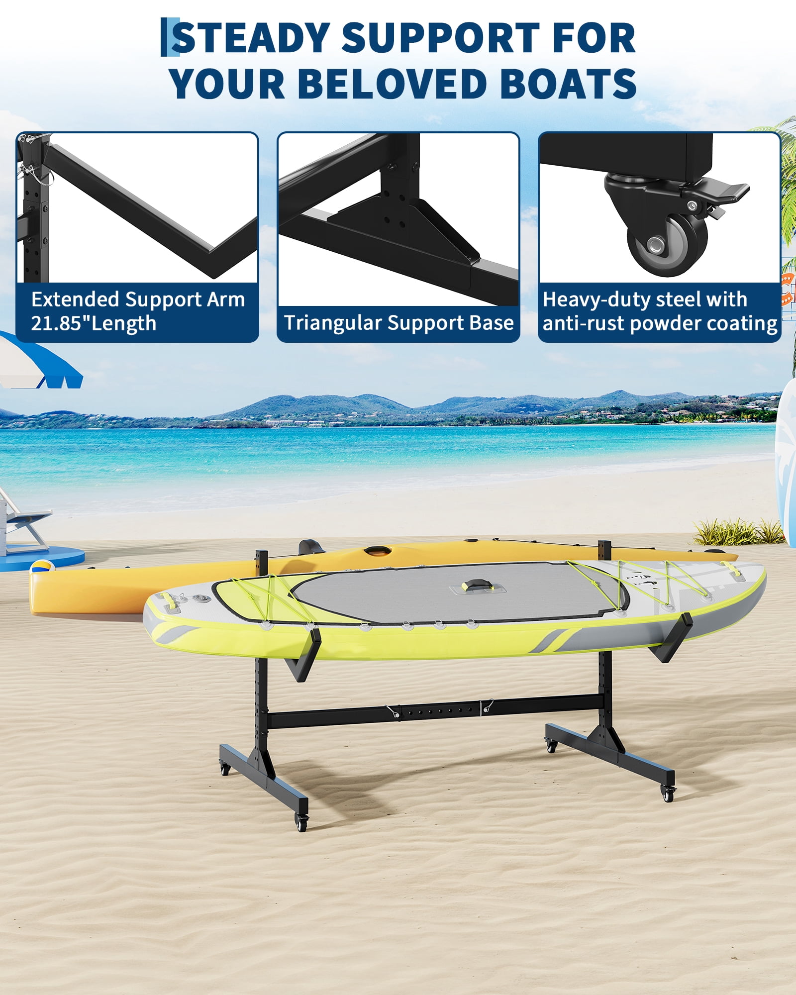 Mescukay Kayak Storage Rack, Heavy Duty Freestanding Kayak Rack for Garage and Outdoor Storage, Kayak Stand Adjustable for Kayak, Canoe, Surfboard and Paddle Board