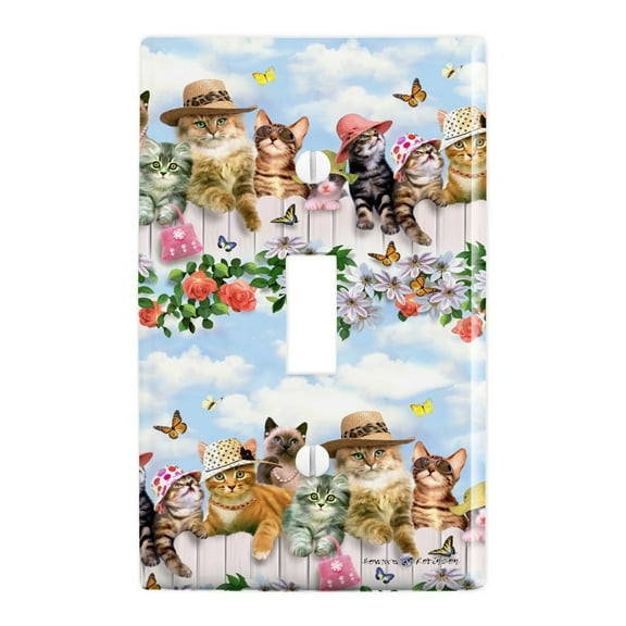 Cats in Hats Club Pattern Plastic Wall Decor Toggle Light Switch Plate Cover
