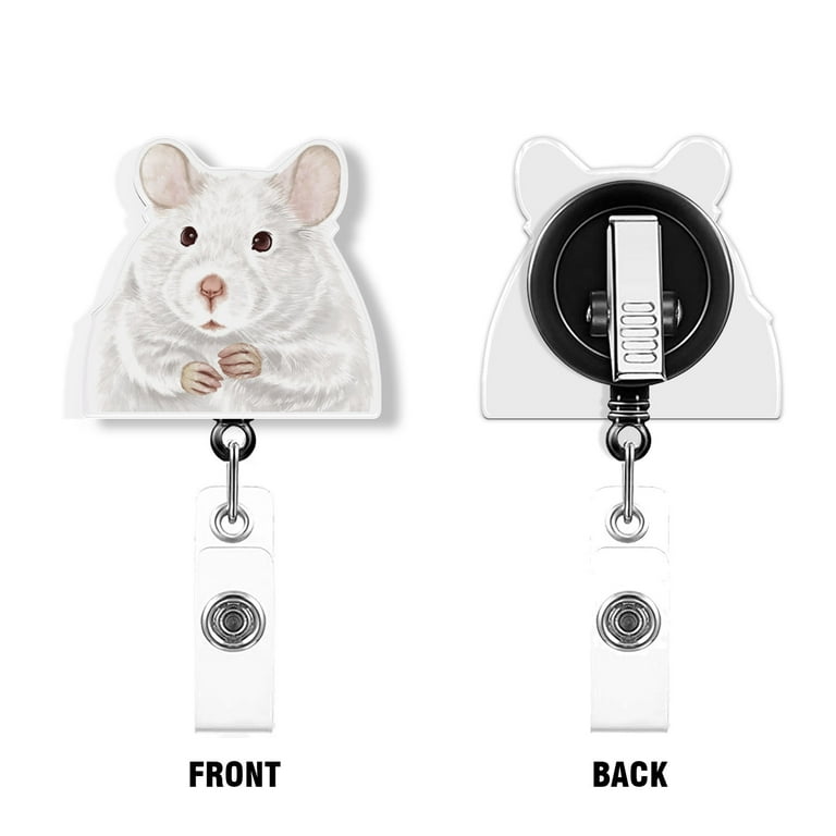 Wirester Set 2pcs Design Acrylic Key Card Holder Belt Clip Reel ID Badge Retractable - Brown White Mice