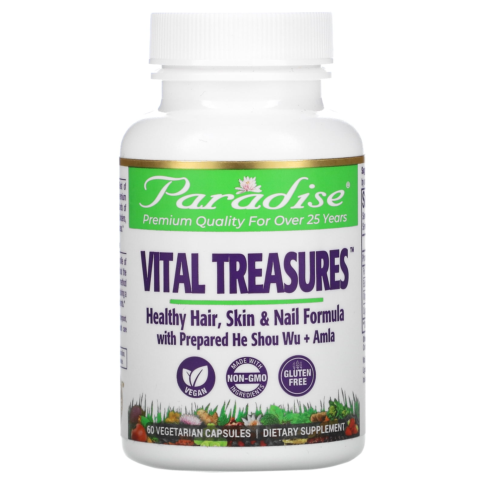 Vital Treasures, Hair, Skin & Nails, 60 Vegetarian Capsules, Paradise Herbs