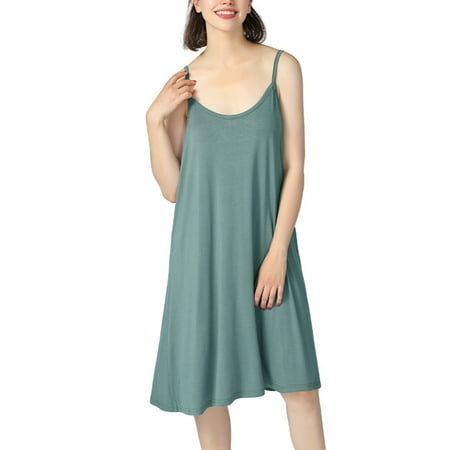 

Paille Women Scoop Neck Stretch Night Gowns Lounge Nightshirt Nightgowns Irregular Hem Nightdress Sleep Dress Pajama