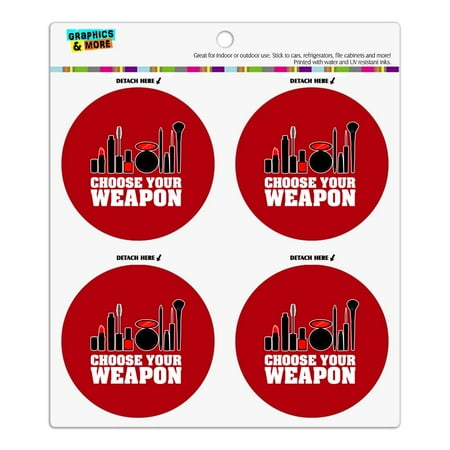 

Choose Your Weapon Makeup Lipstick Eyeliner Brush Refrigerator Fridge Locker Vinyl Circle Magnet Set