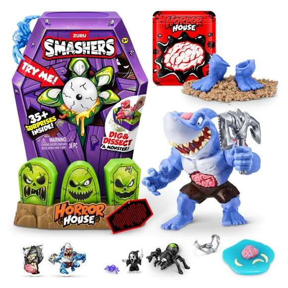 Smashers Mega Horror House (Azul) de ZURU, juguete interactivo, juguete coleccionable para niños y adolescentes