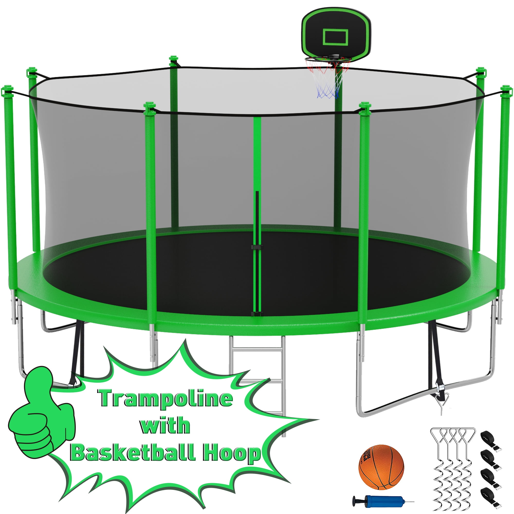 14ft x 10ft North Explorer Oval Trampoline with ladder and net - Walmart.com