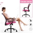thumbnail image 2 of FDW Office Chair Ergonomic Mesh, Lumbar Support Armrest Mid Back Rolling Swivel Adjustable, Pink, 2 of 7