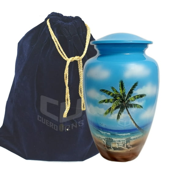 CUERO URNS Lovely Beach Forever Blue Cremation Urns for Human Ashes Adult Male and Female Urn For Ashes