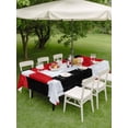 thumbnail image 4 of Outdoor Tablecloth with Umbrella Hole for Patio/Picnic/Party/Camping, Modern Patchwork Texture Waterproof Table Cloth Rectangle Table Cover Washable, Abstract Blocks Geometric Red Black (60"x 102"), 4 of 9