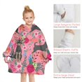 thumbnail image 6 of Chihuahua and Flower Florals Blanket Hoodies for Kids 6-13YR Oversize Wearable Blanket Hoodies for Boys Girls Teens, 6 of 7