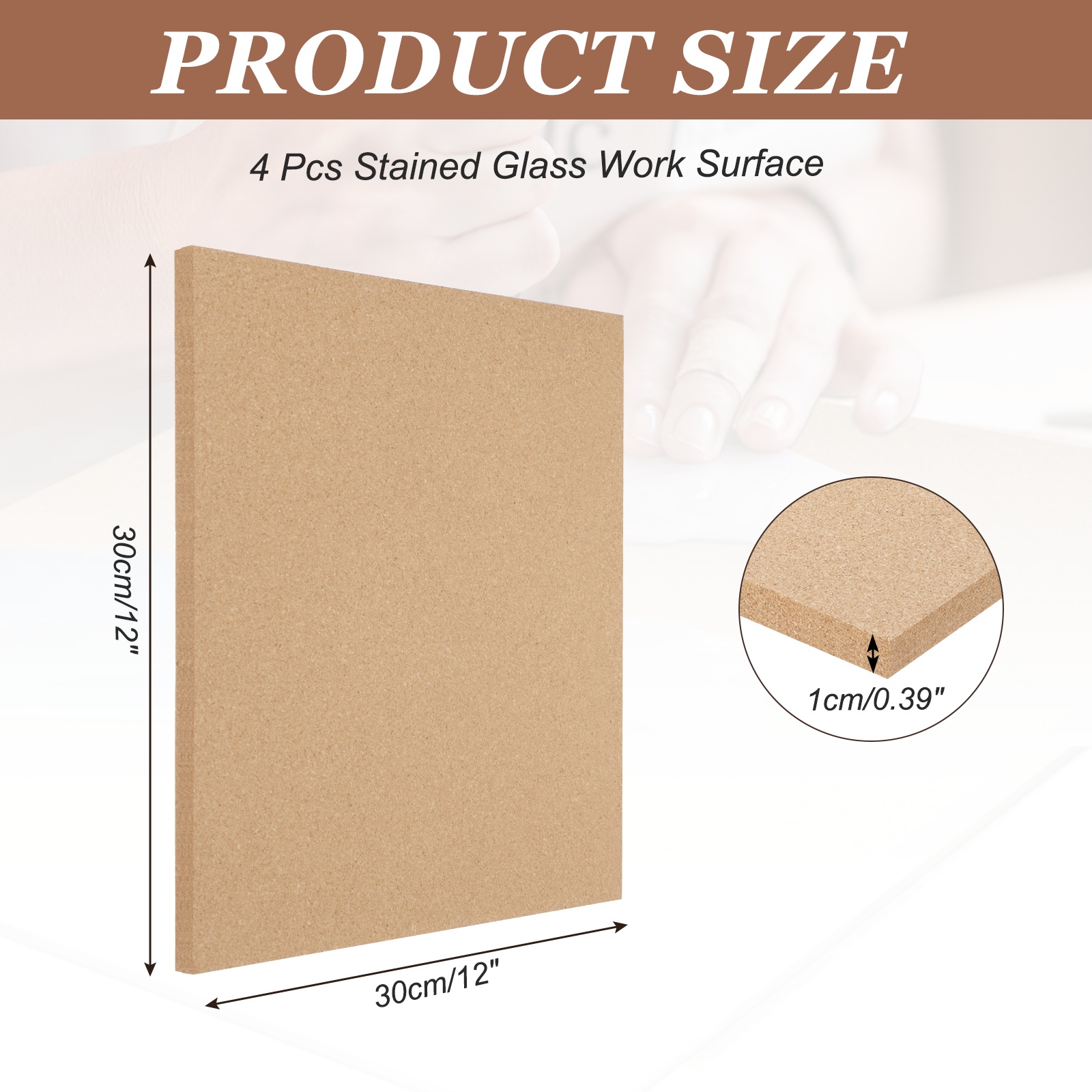 12" x 12" Stained Glass Supplies and Tools, 4 Pcs 2/5" Thick Heat Resistant Work Surface Stained Glass Cutting Board Cutting Mat for DIY Handicrafts