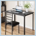 thumbnail image 5 of 5-Piece Dining Table Set for 4, Space-Saving Kitchen Table and Chairs with Cushions, Metal Frame, Dining Table with 4 Chairs for Small Space, Black, 5 of 8
