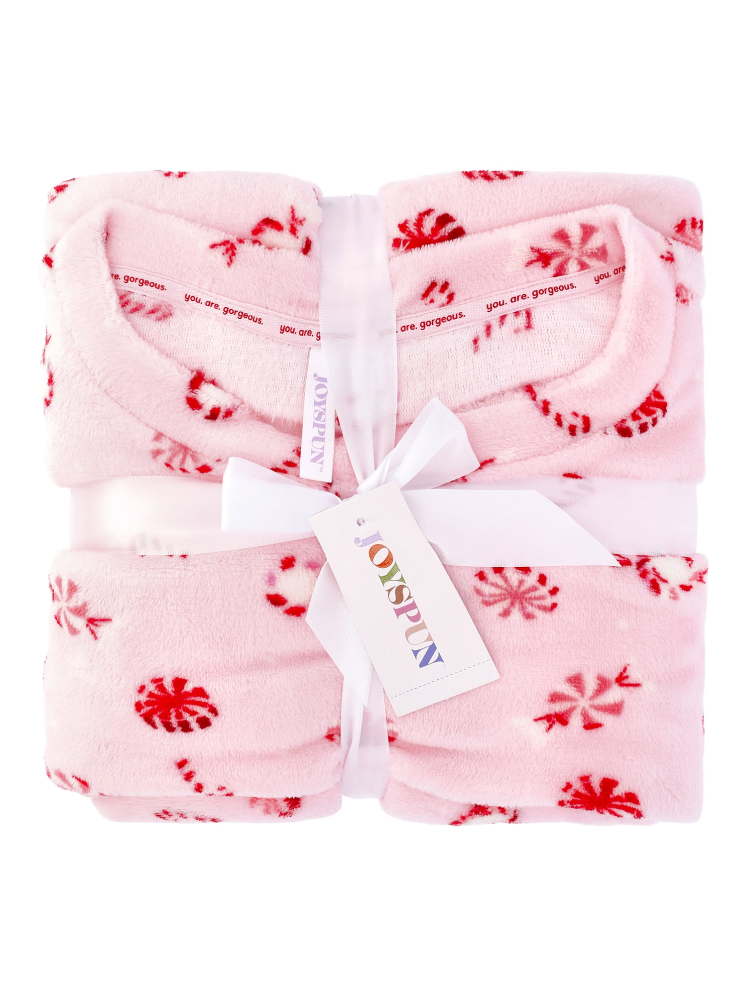Joyspun Women's Folded Giftable Plush Long Sleeve Top and Pants Pajamas Set, 2-Piece, Sizes S-3X
