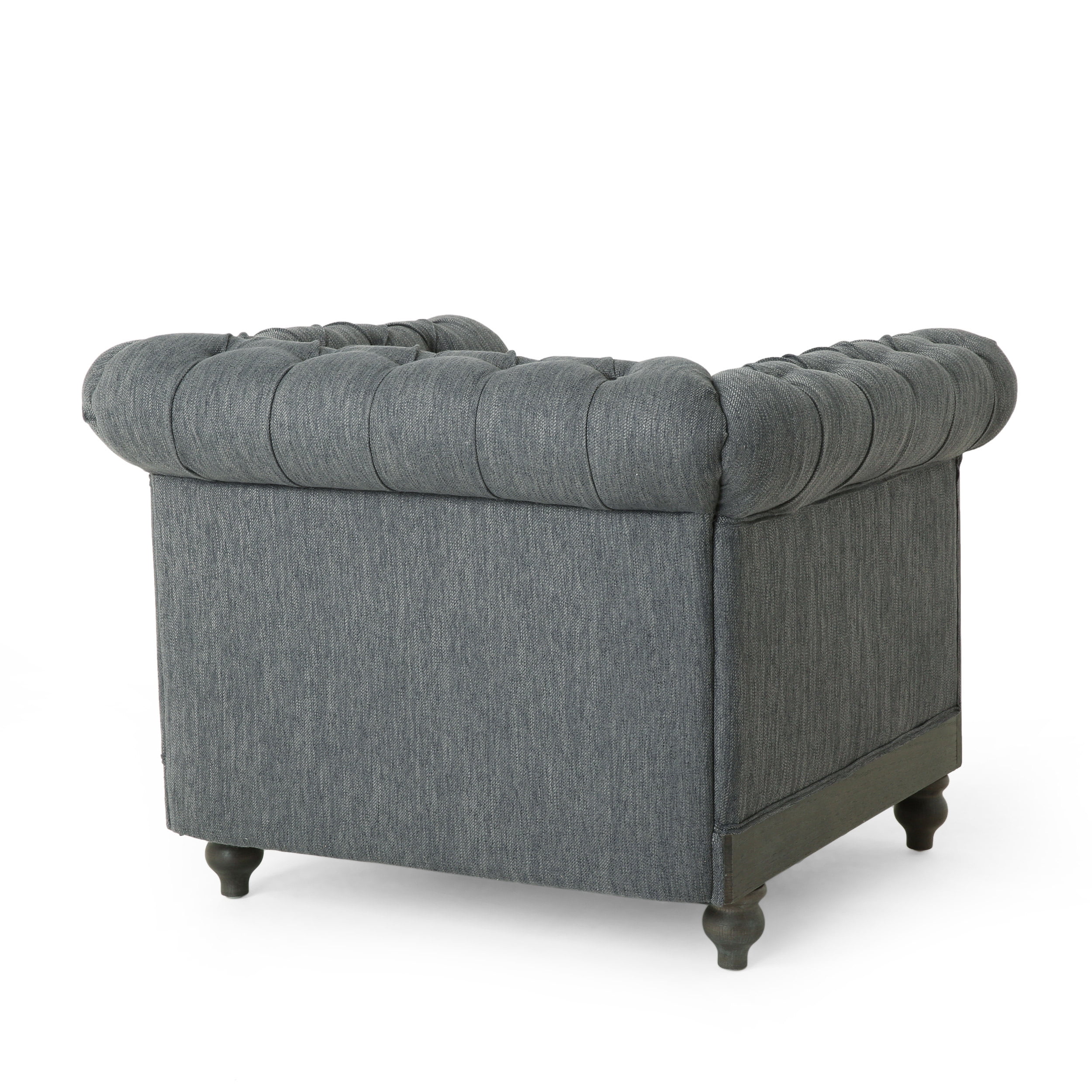 Noble House Glencoe Chesterfield Chair, Charcoal and Dark Brown