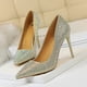 thumbnail image 2 of Zapatos de tacón alto con punta puntiaguda y boca poco profunda para mujer, de moda coreana, sexys, ajustados, con diamantes de colores, para mujer, 2 of 5