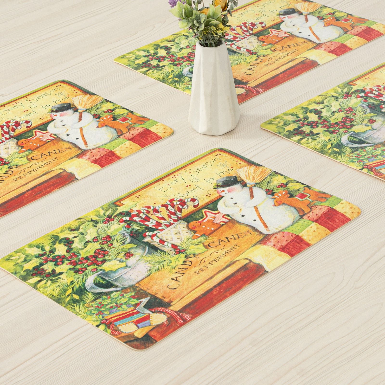 RAY STAR Placemats Set of 4, Vinyl Washable Wipeable Place Mats-12inx18in, Heat Resistant Waterproof Place Mat