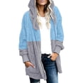 thumbnail image 1 of Camiseta de manga larga de moda para mujer, blusa de retazos de otoño, cárdigan con capucha, abrigo de lana, Tops Fridja  BV0+4915, 1 of 5