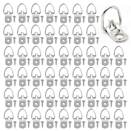 

50pcs Picture Hanger Hook D-Ring Picture Hangers with Screws Heavy Duty Picture Hanging Hooks for Hanging Paintings Photos Home Decor