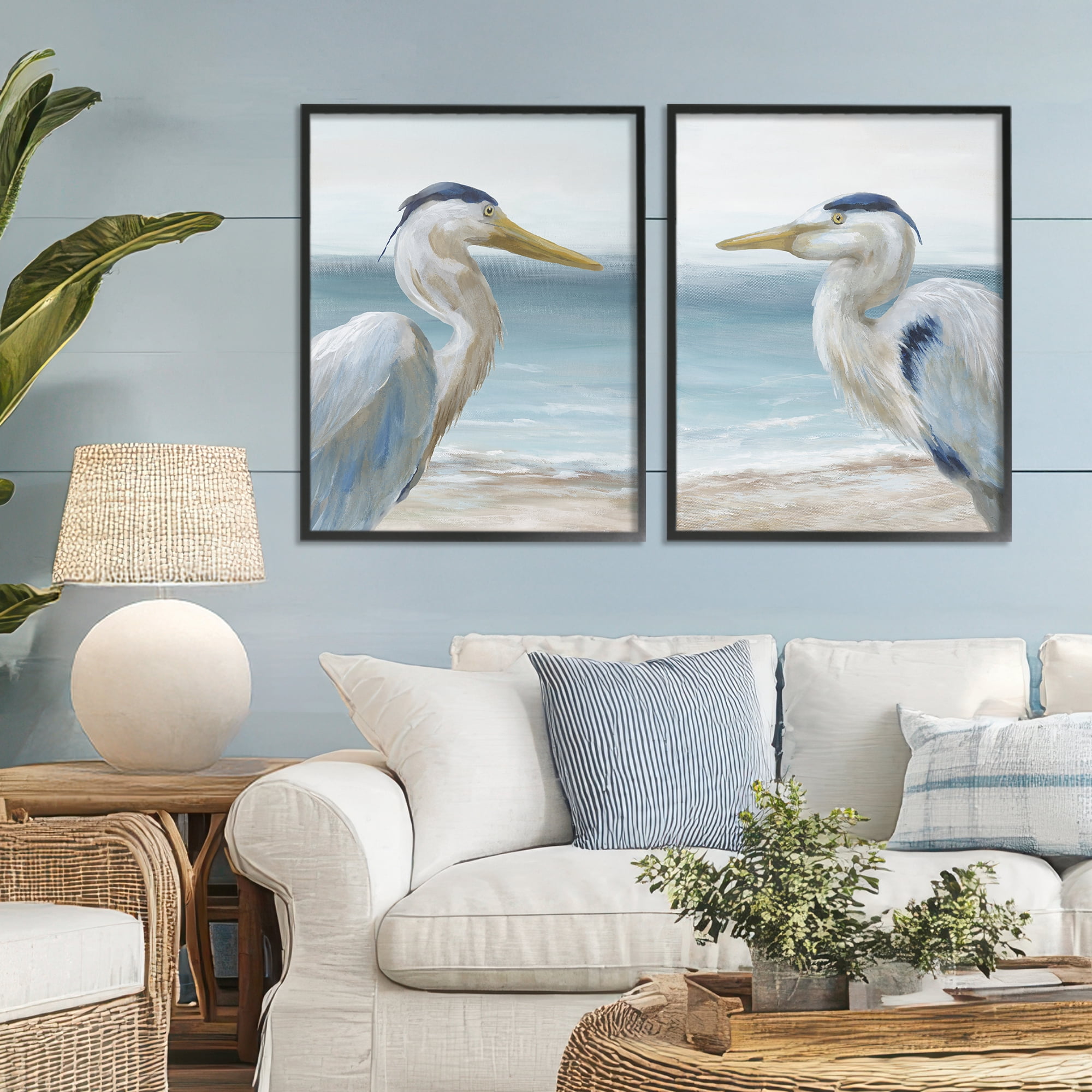Stupell Industries Tranquil Gaze Herons 2 Piece Black Framed Giclee Art Set, design by Nan