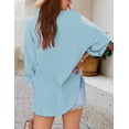 thumbnail image 6 of DOPI Women's Casual Loose Cotton Linen Blouse Button Up Long Sleeve Shirt Tops, 6 of 6