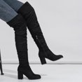 thumbnail image 3 of Dakaela Women's Thigh High Boots Stretchy Over The Knee Boot Chunky Block Heel Pointed Toe Fall Boots, 3 of 8