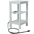thumbnail image 6 of VECELO Nightstand with Charging Station, 3-Tier End Table with USB Ports and Outlets, Bedside Table for Small Space, Living Room, Bedroom, White, 6 of 8