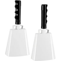 BZUEPRS - 2 Pack 9-inch Cowbells for Sporting Events, Percussion Noise Makers with Handle for Football Games, Stadiums (White)