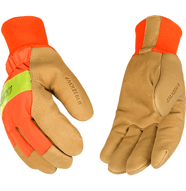 Kinco 1938KW-XL Brown/Orange Thermal Lined Pigskin Leather Gloves X-Large 
