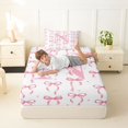 thumbnail image 3 of Manfei Personalized Letter N Twin Fitted Sheet,Cute Pink Bowknot Bedding,2pcs,1 Fitted Sheet and 1 Pillowcase, 3 of 6