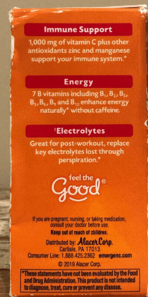 Emergen-C 1,000 mg Vitamin C Drink Mix Packets Raspberry, 10 ea (Pack of 6)