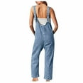 thumbnail image 4 of BRGZLK Women's Casual Summer Jumpsuits 2025 Casual Sleeveless Y2K Romper Long Playsuit Strap Button Jumpsuit Light Blue S, 4 of 7