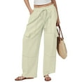 thumbnail image 5 of Utility Wide Leg Pants - Women's Cotton Linen Workwear Trousers, Relaxed Fit Bohemian Style Casual Bottoms | Yubnlvae (Beige | M), 5 of 7
