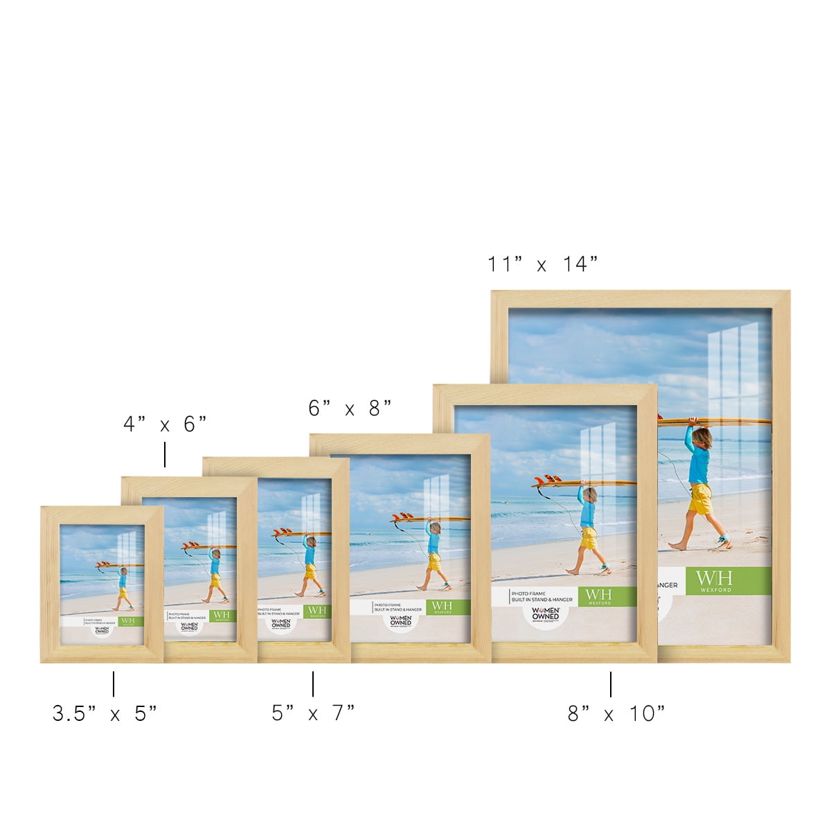 Woodgrain 5 in. x 7 in. Natural Wood Picture Frame Set (Set of 4)