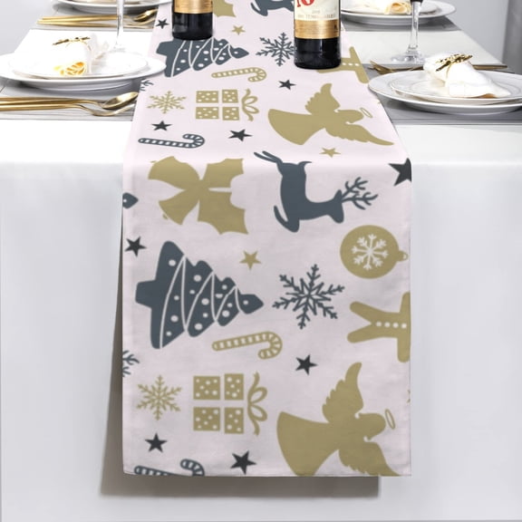 Christmas Table Runner | Gold Angel | Holiday Dinner Table Decor